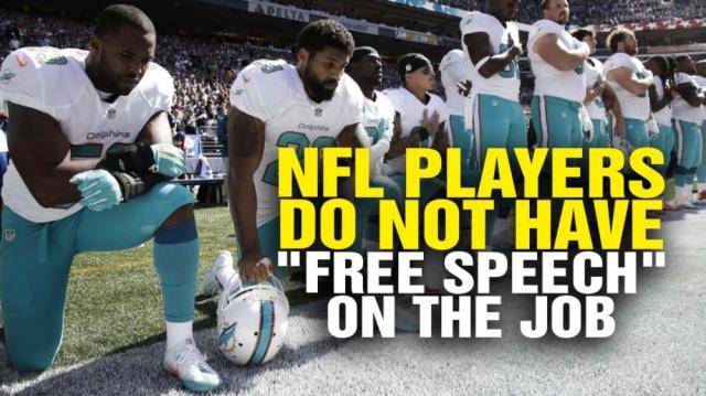 NFL players do NOT have free speech rights on the job