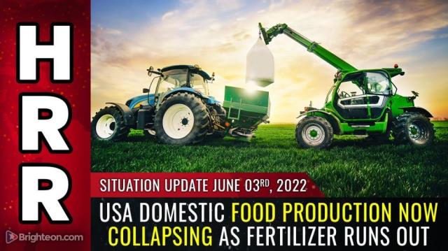 USA DOMESTIC food production now collapsing as fertilizer runs out