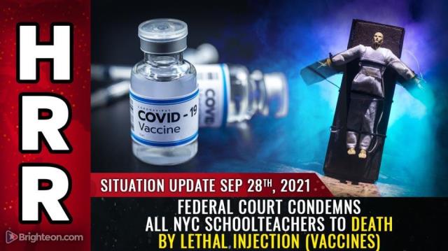 Federal court condemns all NYC schoolteachers to death by lethal injection (vaccines)